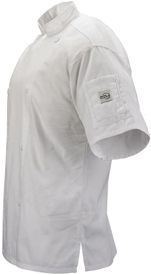 image:imageMercer Culinary M61012WH2X Genesis Mens Short Sleeve Chef Jacket with Traditional Buttons XXLarge WhiteWhite