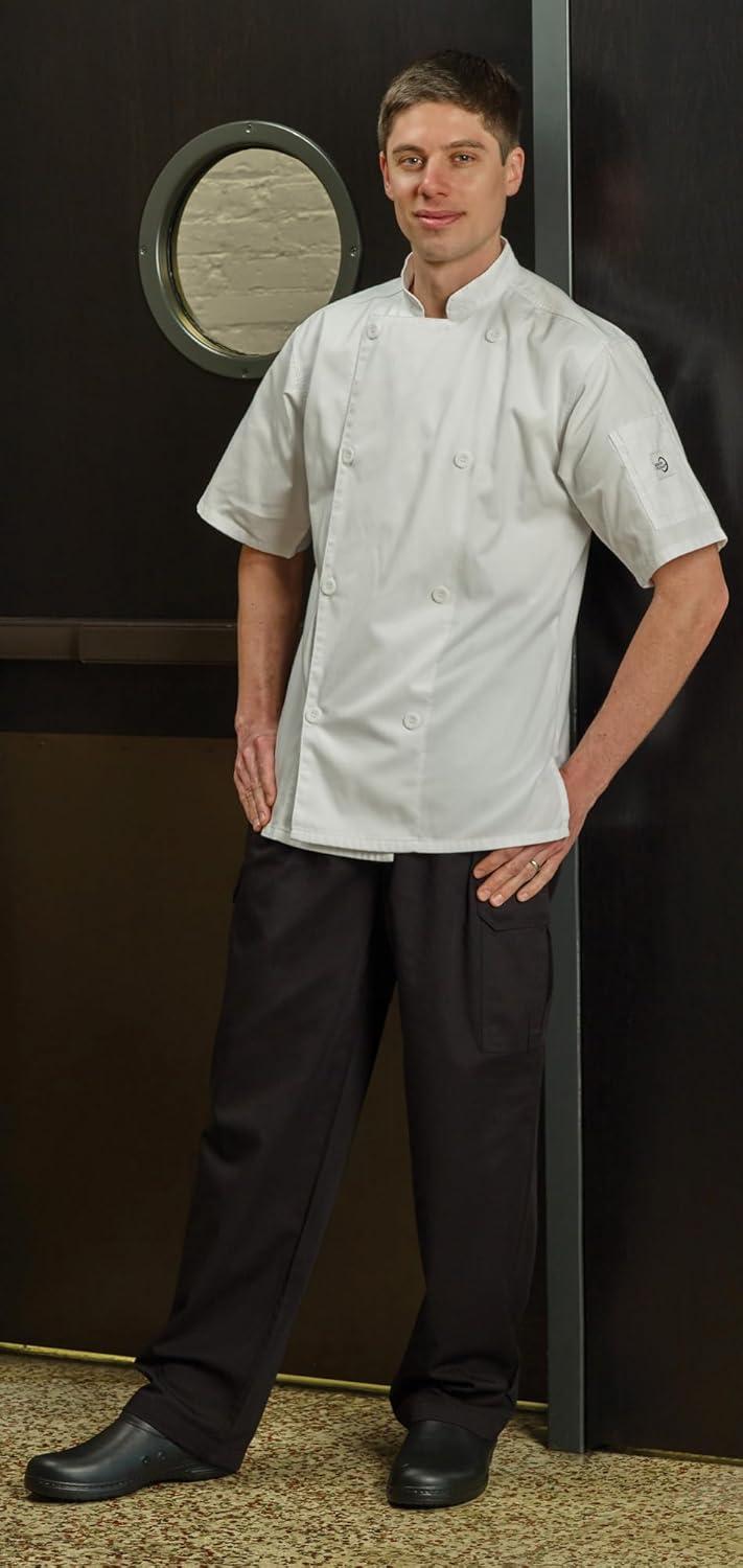 image:imageMercer Culinary M61012WH2X Genesis Mens Short Sleeve Chef Jacket with Traditional Buttons XXLarge WhiteWhite