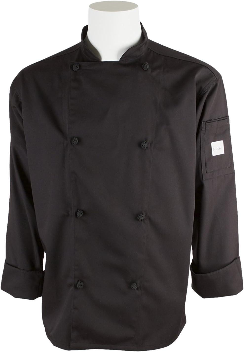 image:imageMercer Culinary M61020BKS Genesis Mens Chef Jacket with Cloth Knot Buttons Small BlackBlack