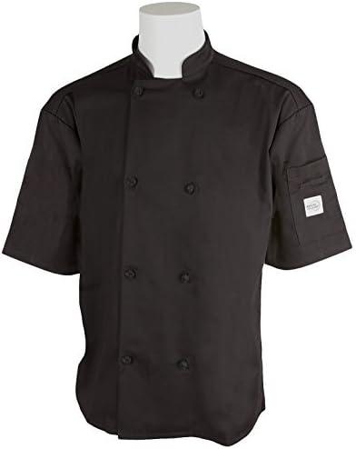 image:imageMercer Culinary M61022WH3X Genesis Mens Short Sleeve Chef Jacket with Cloth Knot Buttons 3XLarge WhiteBlack