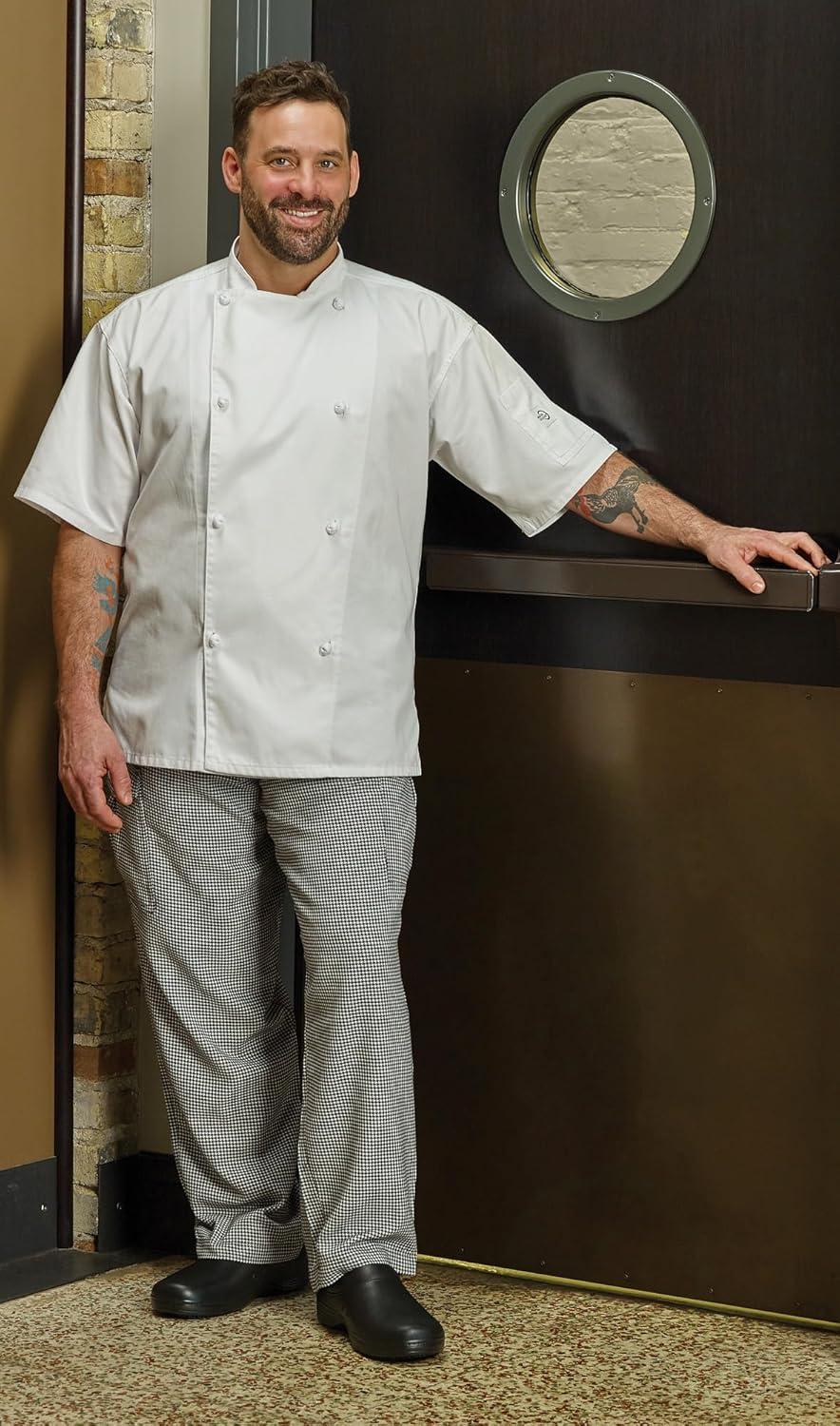 image:imageMercer Culinary M61022WH3X Genesis Mens Short Sleeve Chef Jacket with Cloth Knot Buttons 3XLarge WhiteWhite