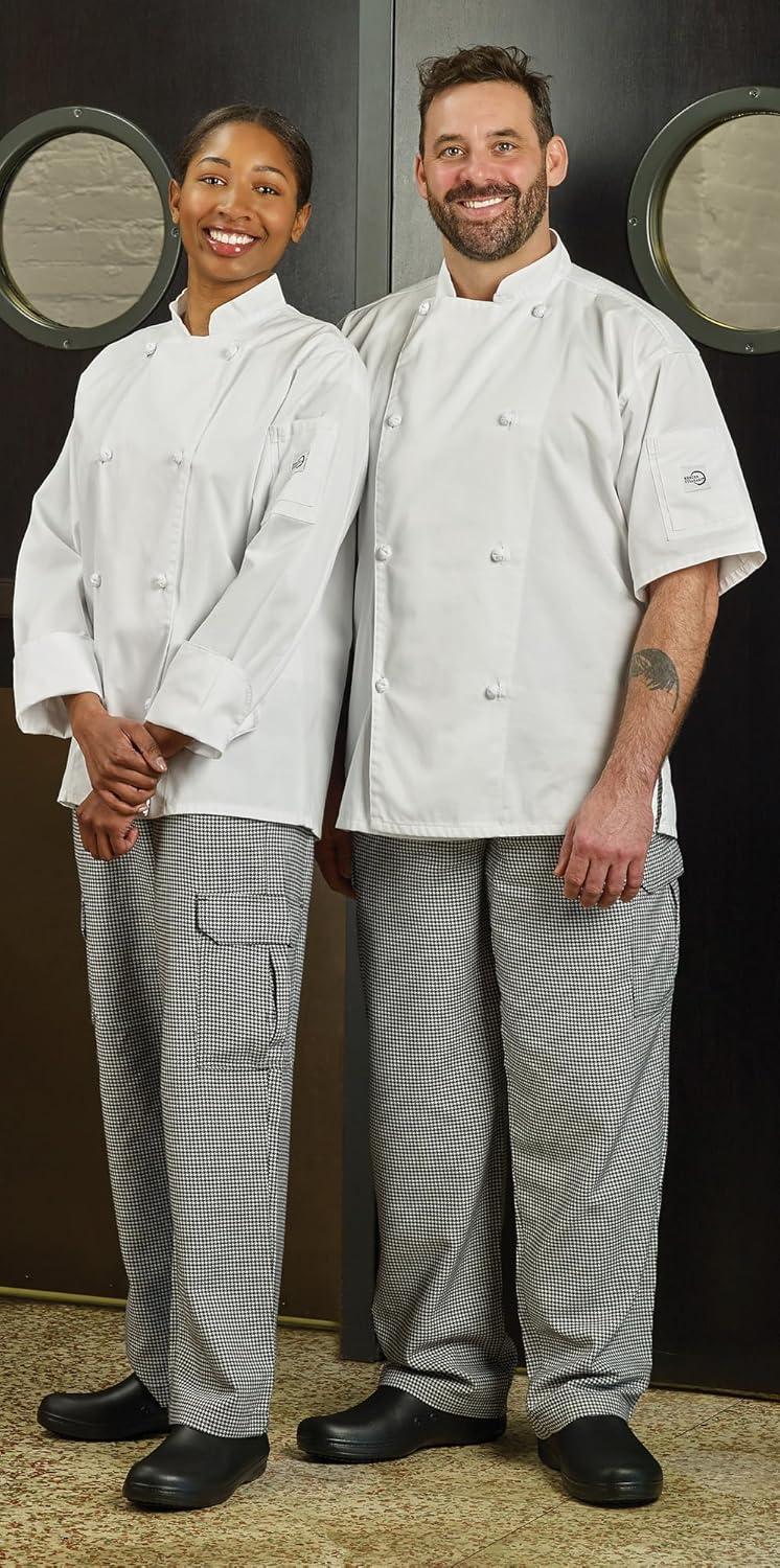 image:imageMercer Culinary M61022WH3X Genesis Mens Short Sleeve Chef Jacket with Cloth Knot Buttons 3XLarge WhiteWhite