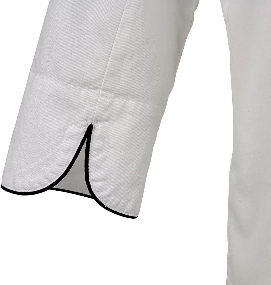image:imageMercer Culinary M62050WRBXS Renaissance Womens White Scoop Neck Chef Jacket XSmallWhite with Royal Blue PipingWhite With Black Piping