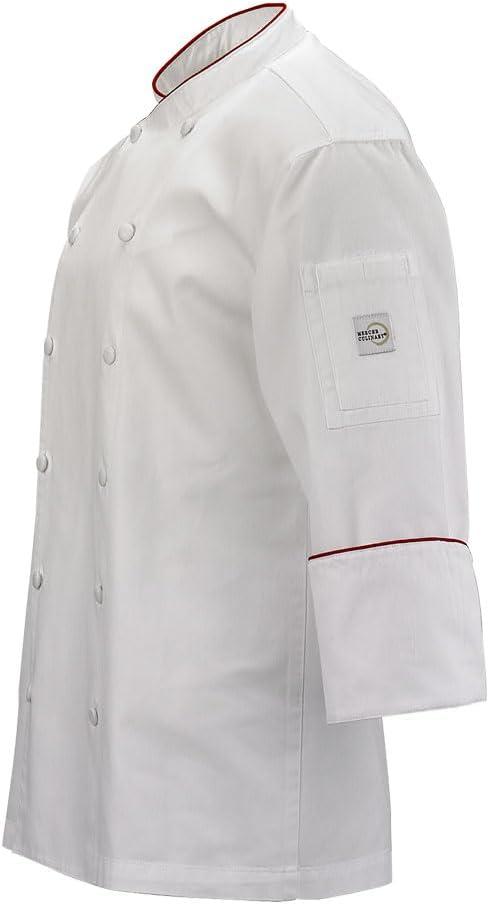 image:imageMercer Culinary Renaissance Mens Scoop Neck Chef Jacket 4XLarge White Black PipingWhite Red Piping