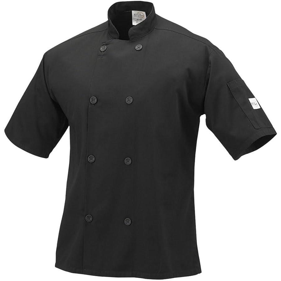 image:imageMercer Culinary M60013WH1X Millennia Mens Short Sleeve Cook Jacket with Traditional Buttons XLarge WhiteBlack