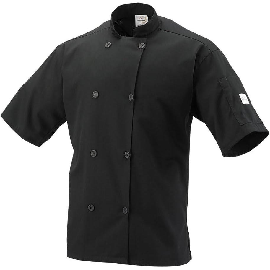 image:imageMercer Culinary M60019WHL Millennia Air Short Sleeve Unisex White Cook Jacket with Full Mesh Back Large 075 Height 118 Width 158 LengthBlack