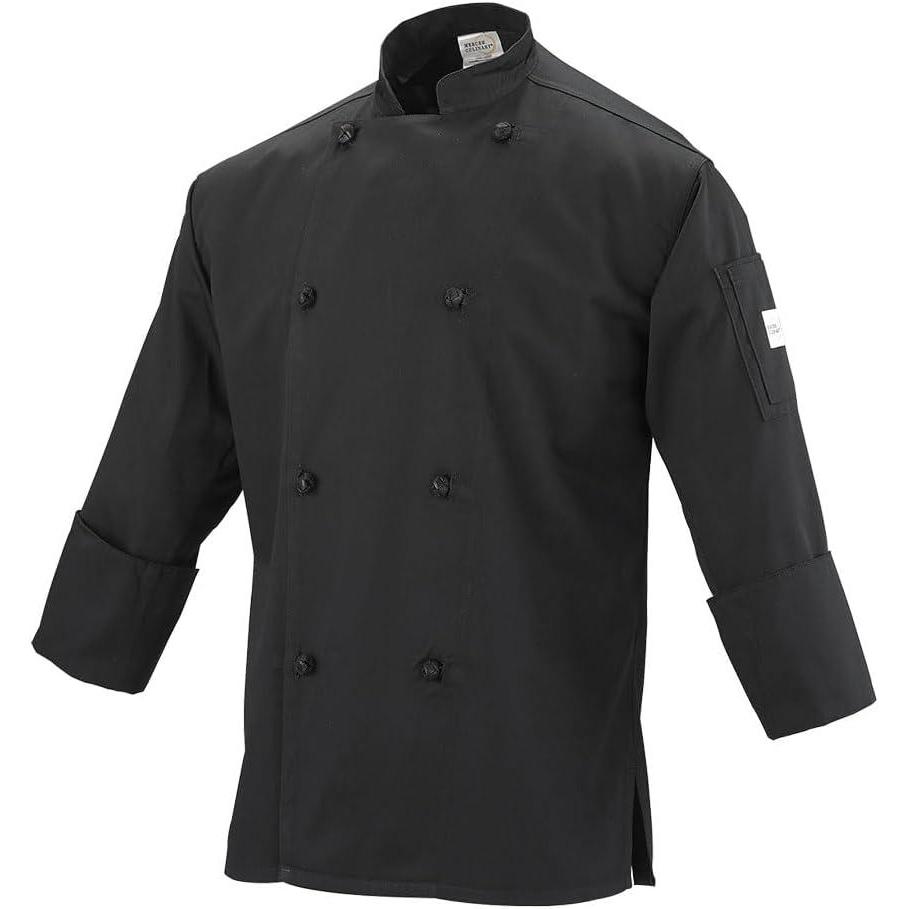 image:imageMercer Culinary M61020BKS Genesis Mens Chef Jacket with Cloth Knot Buttons Small BlackBlack