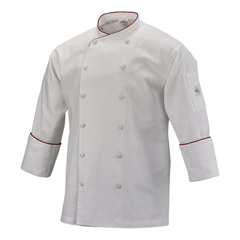 image:imageMercer Culinary M62020WRB5X Renaissance Mens Scoop Neck Chef Jacket 5XLarge White with Royal Blue PipingWhite W Red Piping