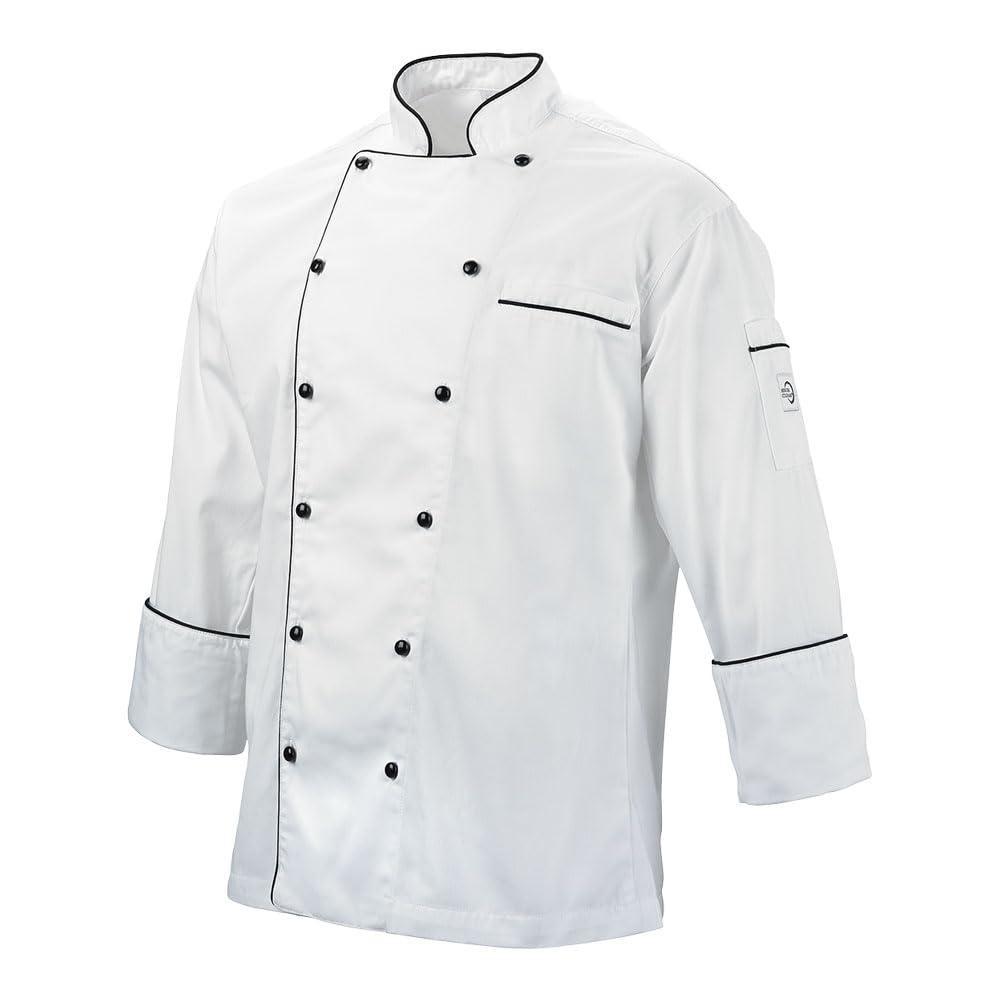image:imageMercer Culinary M62030WH6X Renaissance Mens Traditional Neck Chef Jacket 6XLarge WhiteWhite With Full Black Piping