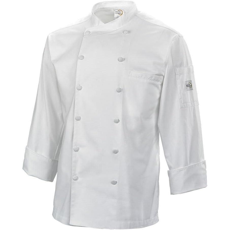 image:imageMercer Culinary Renaissance Mens Scoop Neck Chef Jacket 4XLarge White Black PipingWhite