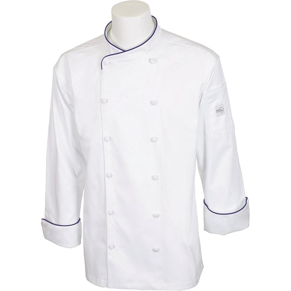 image:imageMercer Culinary Renaissance Mens Scoop Neck Chef Jacket 4XLarge White Black PipingWhite Royal Blue Piping