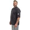 Mercer Culinary M61022WH3X Genesis Men’s Short Sleeve Chef Jacket with Cloth Knot Buttons, 3X-Large, White(Black)