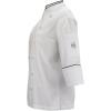Mercer Culinary M62050WRBXS Renaissance Women’s White Scoop Neck Chef Jacket, X-Small,White with Royal Blue Piping(White With Black Piping)