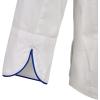 Mercer Culinary M62050WRBXS Renaissance Women’s White Scoop Neck Chef Jacket, X-Small,White with Royal Blue Piping(White With Royal Blue Piping)