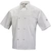 Mercer Culinary M60014BK5X Millennia Men’s Short Sleeve Cook Jacket with Cloth Knot Buttons, 5X-Large, Black(White)