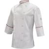 Mercer Culinary M62050WRBXS Renaissance Women’s White Scoop Neck Chef Jacket, X-Small,White with Royal Blue Piping(White With Red Piping)