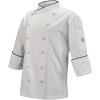 Mercer Culinary M62050WRBXS Renaissance Women’s White Scoop Neck Chef Jacket, X-Small,White with Royal Blue Piping(White With Royal Blue Piping)