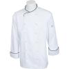 Mercer Culinary Renaissance Men’s Scoop Neck Chef Jacket, 4X-Large, White (Black Piping)(White (Black Piping))