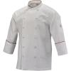 Mercer Culinary Renaissance Men’s Scoop Neck Chef Jacket, 4X-Large, White (Black Piping)(White (Red Piping))
