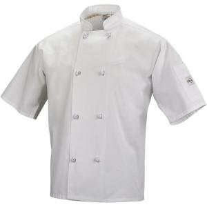 Mercer Culinary M60014BK5X Millennia Men’s Short Sleeve Cook Jacket with Cloth Knot Buttons, 5X-Large, Black(White)