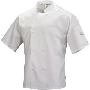 Mercer Culinary M60019WHL Millennia Air Short Sleeve Unisex White Cook Jacket with Full Mesh Back, Large, 0.75 Height, 11.8 Width, 15.8 Length(White)