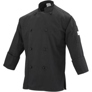 Mercer Culinary M61020BKS Genesis Men’s Chef Jacket with Cloth Knot Buttons, Small, Black(Black)