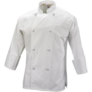Mercer Culinary M61020BKS Genesis Men’s Chef Jacket with Cloth Knot Buttons, Small, Black(White)