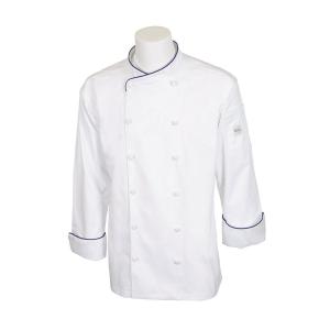 Mercer Culinary M62020WRB5X Renaissance Men’s Scoop Neck Chef Jacket, 5X-Large, White with Royal Blue Piping(White W/ Royal Blue Piping)