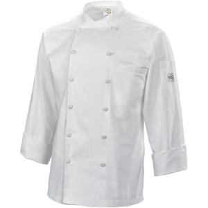 Mercer Culinary Renaissance Men’s Scoop Neck Chef Jacket, 4X-Large, White (Black Piping)(White)
