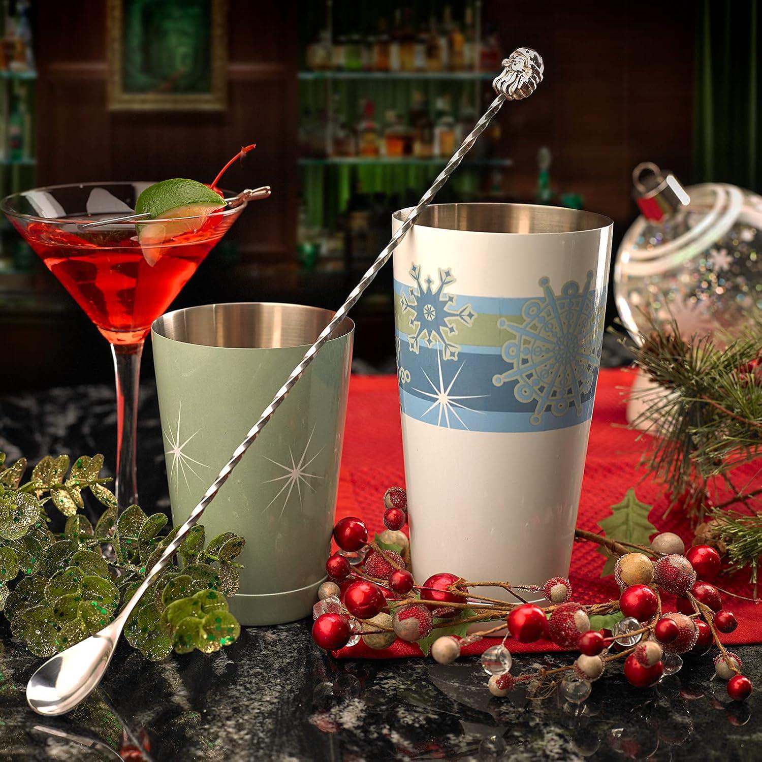 image:imageBarfly Holiday Snowflakes Cocktail Shaker Set with Santa SpoonHoliday Snowflake