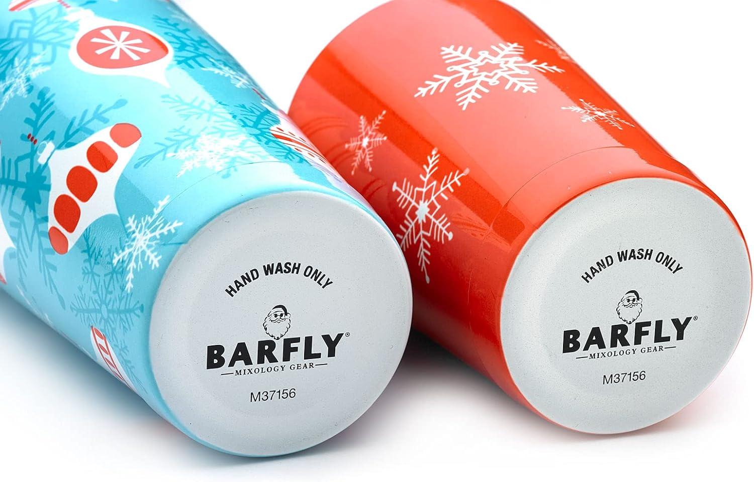 image:imageBarfly Holiday Snowflakes Cocktail Shaker Set with Santa SpoonOrnaments wSanta Bar Spoon