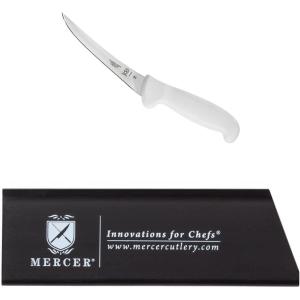 Mercer Culinary Ultimate White 6 inch Curved Boning Knife and Knife Guard